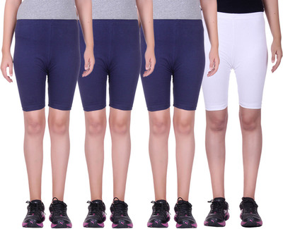 

Alisha Short For Girls Sports Solid Cotton Lycra Blend(Multicolor, Pack of 4, Navy;white