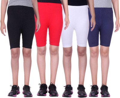 

Alisha Short For Girls Sports Solid Cotton Lycra Blend(Multicolor, Pack of 4, Black;navy;red;white