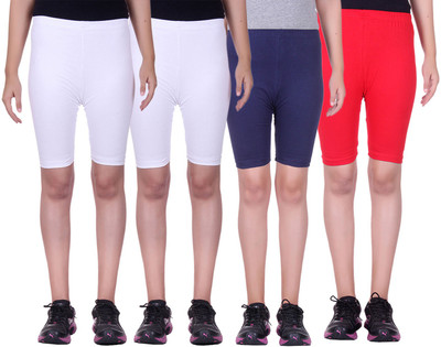 

Alisha Short For Girls Sports Solid Cotton Lycra Blend(Multicolor, Pack of 4, Navy;red;white