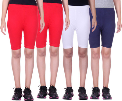 

Alisha Short For Girls Sports Solid Cotton Lycra Blend(Multicolor, Pack of 4, Navy;red;white