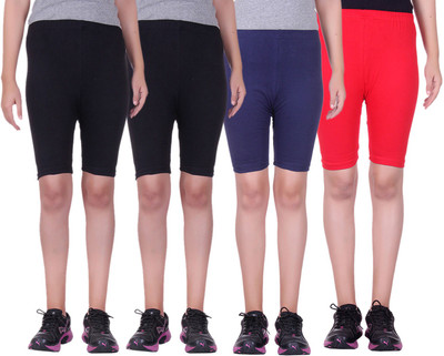 

Alisha Short For Girls Sports Solid Cotton Lycra Blend(Multicolor, Pack of 4, Black;navy;red
