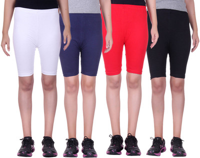 

Alisha Short For Girls Sports Solid Cotton Lycra Blend(Multicolor, Pack of 4, Black;navy;red;white