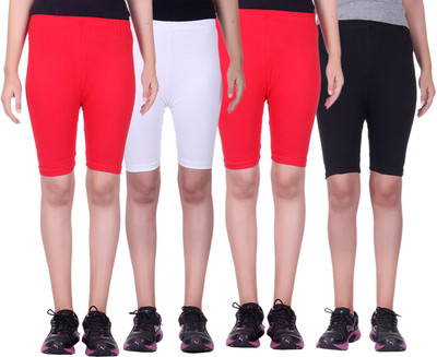 

Alisha Short For Girls Sports Solid Cotton Lycra Blend(Multicolor, Pack of 4, Black;red;white