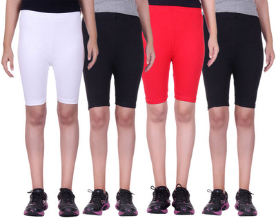 

Alisha Short For Girls Sports Solid Cotton Lycra Blend(Multicolor, Pack of 4, Black;red;white