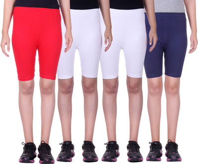 

Alisha Short For Girls Sports Solid Cotton Lycra Blend(Multicolor, Pack of 4, Navy;red;white