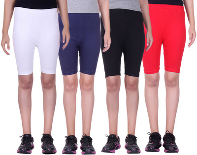 

Alisha Short For Girls Sports Solid Cotton Lycra Blend(Multicolor, Pack of 4, Black;navy;red;white