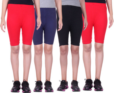 

Alisha Short For Girls Sports Solid Cotton Lycra Blend(Multicolor, Pack of 4, Black;navy;red