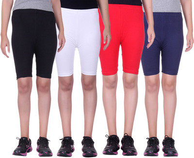 

Alisha Short For Girls Sports Solid Cotton Lycra Blend(Multicolor, Pack of 4, Black;navy;red;white