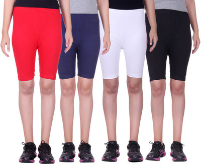 

Alisha Short For Girls Sports Solid Cotton Lycra Blend(Multicolor, Pack of 4, Black;navy;red;white