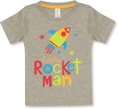 Ap'pulse Boys Graphic Print Cotton Blend Regular T Shirt(Grey, Pack of 1)