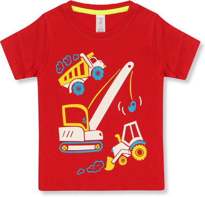 Ap'pulse Boys Graphic Print Cotton Blend Regular T Shirt(Red, Pack of 1)