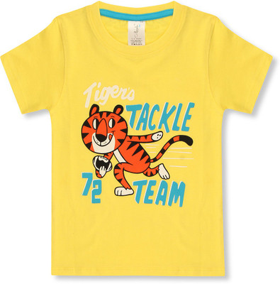 Ap'pulse Boys Graphic Print Cotton Blend Regular T Shirt(Yellow, Pack of 1)
