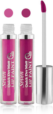 

Seven seas cosmetics makeup 24 h lip paint quick dry matte liquid lipstick set of 2(pink purple, 16 ml)