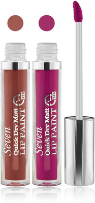 

Seven seas cosmetics makeup 24 h lip paint quick dry matte liquid lipstick set of 2(purple b brown, 16 ml)