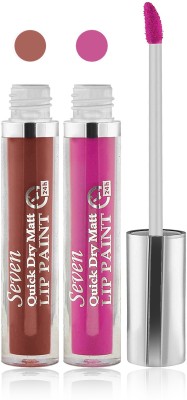 

Seven seas cosmetics makeup 24 h lip paint quick dry matte liquid lipstick set of 2(pink brown, 16 ml)