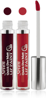 

Seven seas cosmetics makeup 24 h lip paint quick dry matte liquid lipstick set of 2(hot chocolate red, 16 ml)