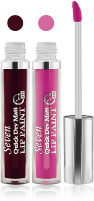 

Seven seas cosmetics makeup 24 h lip paint quick dry matte liquid lipstick set of 2(pink hot chcolate, 16 ml)