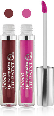 

Seven seas cosmetics makeup 24 h lip paint quick dry matte liquid lipstick set of 2(falsa pink, 16 ml)