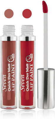 

Seven seas cosmetics makeup 24 h lip paint quick dry matte liquid lipstick set of 2(b brown red)