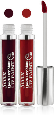 

Seven seas cosmetics makeup 24 h lip paint quick dry matte liquid lipstick set of 2(hot chocolate maroon, 16 ml)