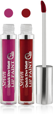 

Seven seas cosmetics makeup 24 h lip paint quick dry matte liquid lipstick set of 2(purple maroon, 16 ml)