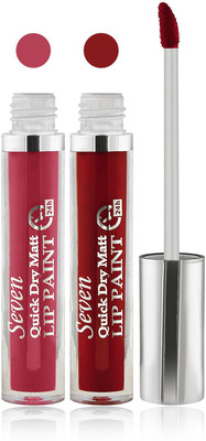

Seven seas cosmetics makeup 24 h lip paint quick dry matte liquid lipstick set of 2(carrat maroon, 16 ml)