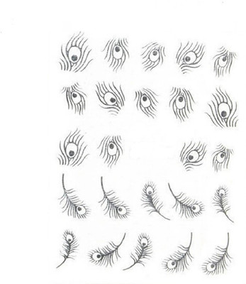 

STZ Peacock feather Nail Sticker, Silver, 1 Piece.(silver)