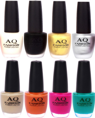 

AQ Fashion Velvet Matte with Shiny Gel Nail Polish Combo Set 12670 White,Black,Gloden,Silver,Nude,Musted,Mazanta,Rama Green(Pack of 8)