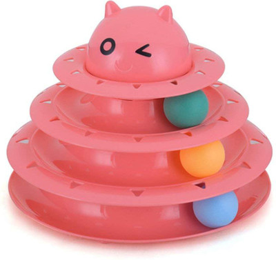 

Pets Empire Cat Roller Toys, Three Layer Cat Toy,Kitten Three-Layer Intellectual Play Toy Removable Cat Turntable Disc,Pet Ball Roller Toy (Pink) Plastic Training Aid For Cat