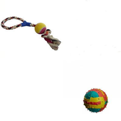 

W9 High Quality Tennis Ball Rope Toy With Free Bouncy Ball Toy For Puppy Rubber Chew Toy For Dog