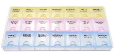 

AGROMECH 7 DAYS PILL MEDICINE STORAGE BOX(THREE LAYER)-64084 Pill Box(Yellow, ROSE, Blue)