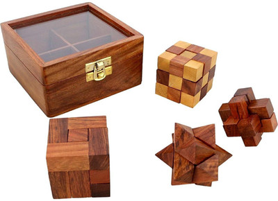 

Craftpoint 4-in-One Wooden Puzzle Games Set 3D Puzzles for Teens and Adults(4 Pieces)