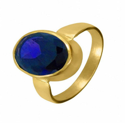 Jaipur Gemstone Blue Sapphire / Neelam Ring With Natural Blue Sapphire Stone Sapphire Gold Plated Ring