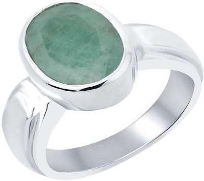 Jaipur Gemstone Emerald / Panna with Natural Panna stone Stone Emerald Silver Plated Ring