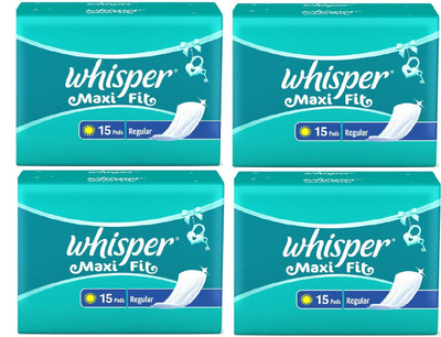 Whisper Maxi Fit 15+15+15+15 Pad Sanitary Pad(Pack of 4)