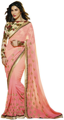 

Shubhkari Embroidered Bollywood Georgette Saree(Pack of 5, Pink)