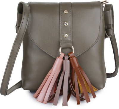 Style Villaz Women Casual Green Leatherette Sling Bag
