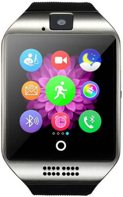 

Piqancy Q18 BLUETOOTH WITH SIM CARD & SD CARD SUPPORT SILVER Smartwatch black Smartwatch(Black Strap Free Size)