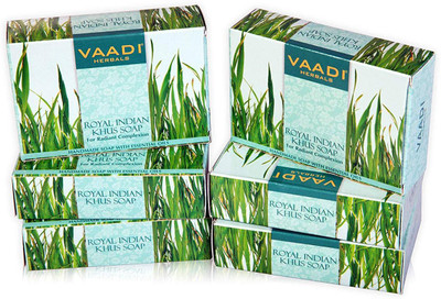Vaadi Herbals Royal Indian Khus Soap With Olive & Soyabean Oil (75 Gms)(75 g, Pack of 6)