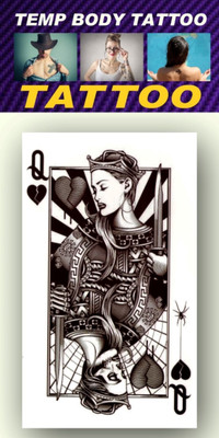 

smilendeal Smilendeal_TB0088 Queen Playing Card Temp Body Big Size Tattoo(Queen Playing Card)