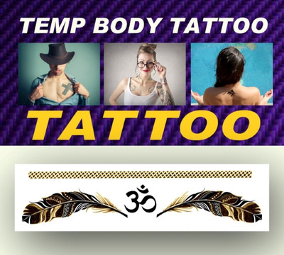 

smilendeal Smilendeal_TB0032 Om Feather Temp Body Big Size Tattoo(Om Feather)