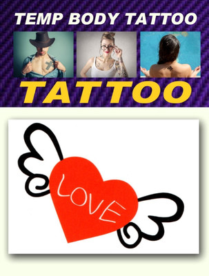 

smilendeal Smilendeal_T2468 Heart Love Feather Temp Body Tattoo(Heart Love Feather)