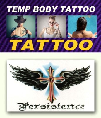 

smilendeal Smilendeal_T2478 Cross Feather Persistence Temp Body Tattoo(Cross Feather Persistence)