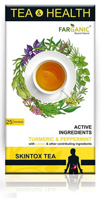 FARGANIC SKINTOX GREEN TEA Tea & Health Series with Active Ingredients. 25 Tea Bags Turmeric, Chamomile, Ginger, Lemon, Peppermint Green Tea Bags Box(25 Bags) FARGANIC SKINTOX GREEN TEA Tea & Health Series with Active Ingredients. 25 Tea Bags Turmeric, Chamomile, Ginger, Lemon, Peppermint Green Tea Bags Box(25 Bags)