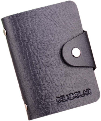 

DEABOLAR Leather transparent 12 leaf leaves PAN credit Card Licence holder wallet(Black)