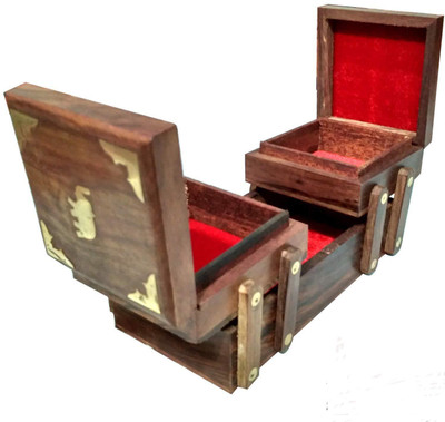 

Craftpoint Wooden Jewellery Box for Women - Wooden Jewellery Storage Box - Jewellery Organizers Box - Storage Boxes for Jewellery - Wood Multipurpose Jewellery Sliding Holder Jewellery Box Vanity Box(Brown)