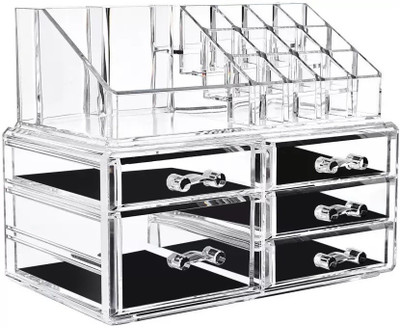 

Starbust Cosmetic Jewellery makeup Storage Box kit with 4 Drawers Clear Acrylic Stand and organizer Makeup Makeup & jewellery set Vanity Box(White)