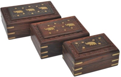 

Craftpoint Wooden Jewellery Box Jewellery Vanity Box (Pack of-3) Jewellery Box Vanity Box(Brown)