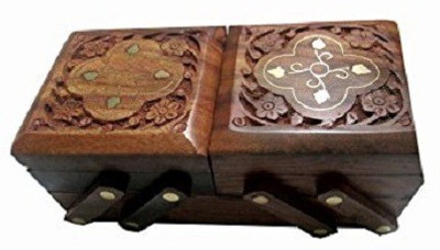 

Craftpoint Wooden Handicraft Sliding Jewellery /Vanity Box Designer Decorative Gift Jewellery Box Vanity Box(Brown)