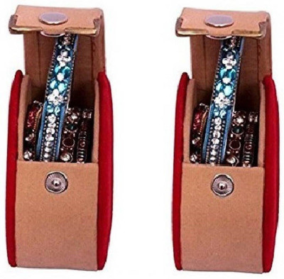 

OmneityHuckster Bracelet Box OmneityHuckster Pack of 2 Round Bangle small Box Travel Case jewellery Vanity Box (Beige) Vanity Box(Beige)